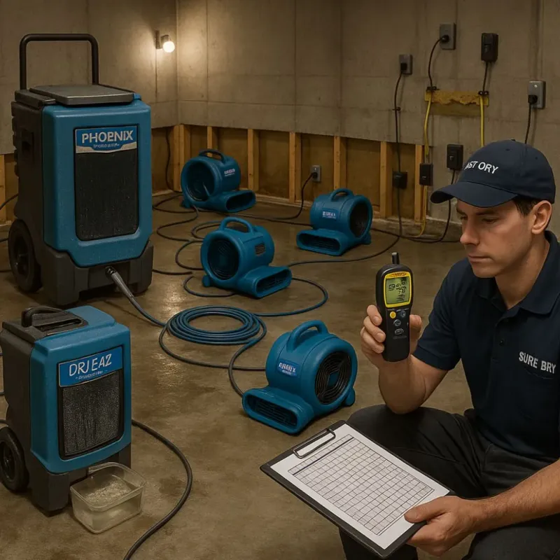 Structural Drying and Dehumidification process in Leominster, MA